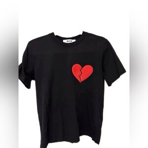 Authentic MSGM black T-Shirt with Red Heart Patch